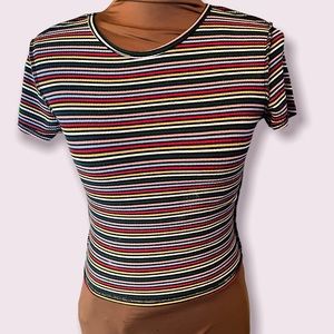 striped cropped sweater shirt